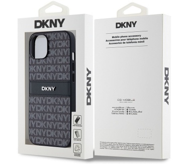 DKNY Textured Tonal Stripe Back Case - iPhone 14 (6.1") - Zwart Zwart