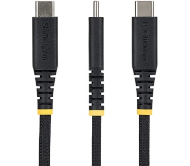 Startech.com 2m USB-A naar USB-C Snellaadkabel, 15W 3A, Dual-Layer Gevlochten Nylon / TPE Mantel, Duurzame USB-A naar USB-C Oplaadkabel, USB-A naar USB-C Kabel