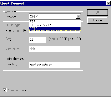 SecureFX quick connect