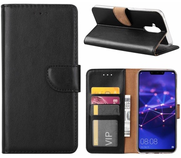 Luxe Lederen Bookcase hoesje voor de Huawei Mate 20 Lite - Zwart (Huawei Mate 20 Lite) Zwart