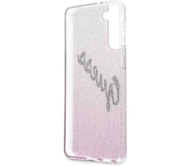 Guess Gradient Vintage GlitterCase Samsung Galaxy S21 Ultra Roze Roze