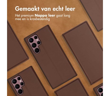 Accezz Premium Leather Slim Bookcase Samsung Galaxy S22 Ultra - Bruin