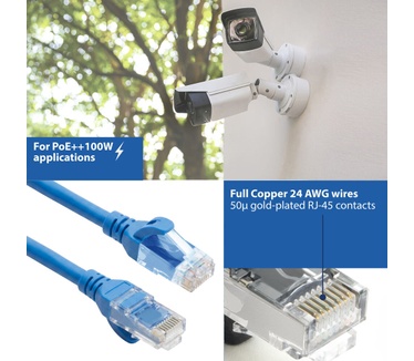 ACT Blauwe 3 meter TPE U/UTP CAT6A ultra-flex patchkabel snagless met RJ45 connectoren