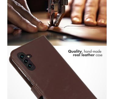 Selencia Echt Lederen Bookcase Samsung Galaxy A13 (5G) / A04s - Bruin