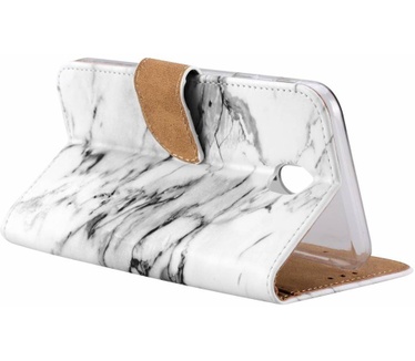 Marmer print lederen Bookcase hoesje voor de Samsung Galaxy J7 2017 - Wit (Samsung Galaxy J7 2017) Wit