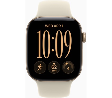 Apple Watch Watch Series 12 42mm 5G Goud (Beige Rubberen Band M/L), Zwart (Zwart)