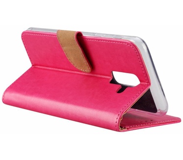 Luxe Lederen Bookcase hoesje voor de Samsung Galaxy A6 Plus 2018 - Roze (Samsung Galaxy A6 Plus 2018) Roze