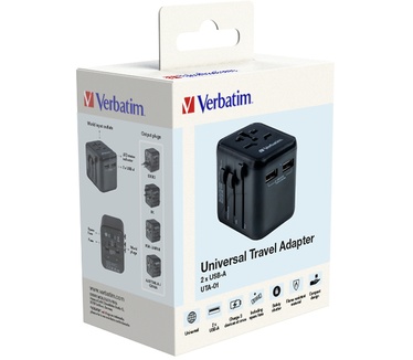 Verbatim Universele reisadapter UTA-01 Stekker met 2 x USB-A poorten