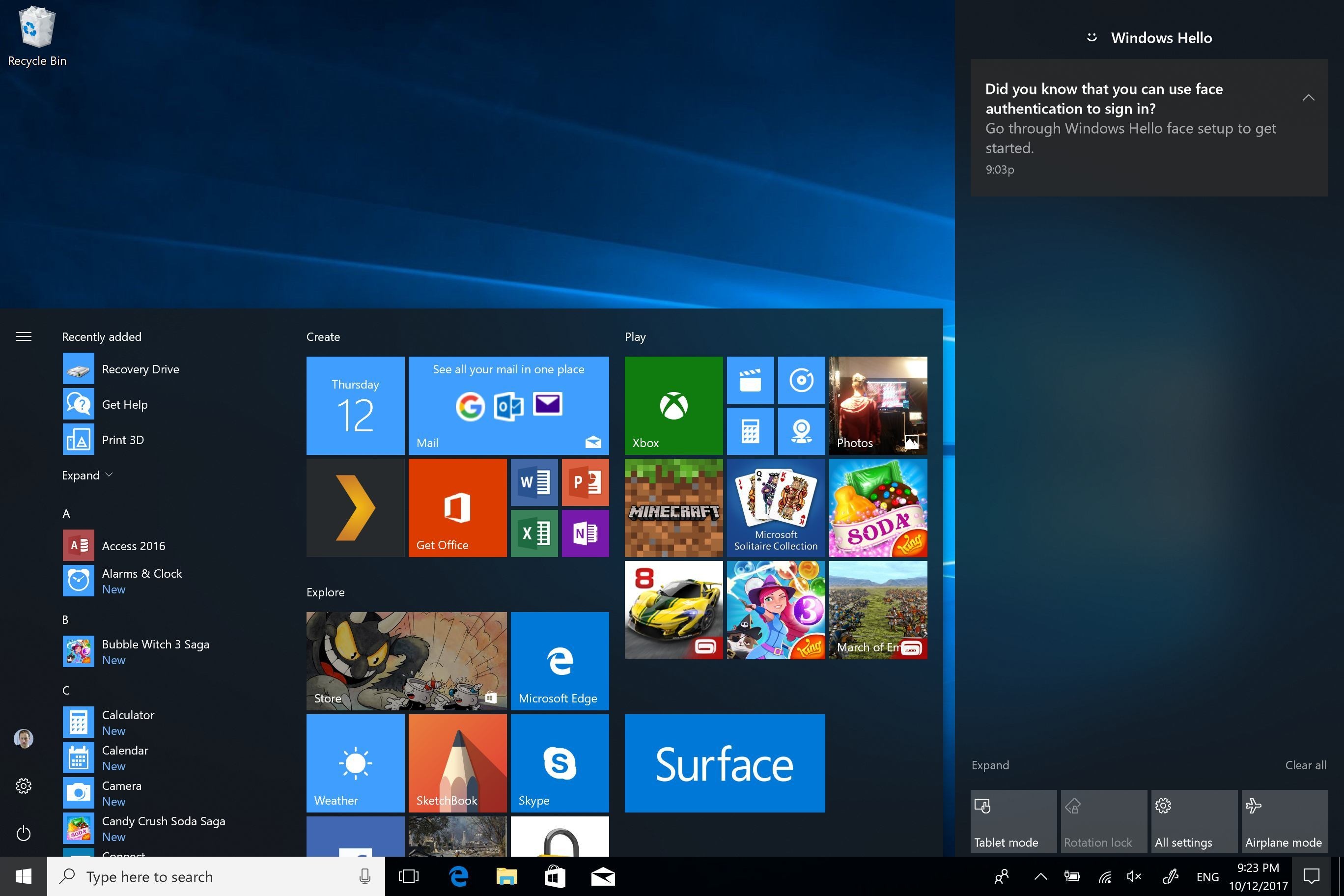 Windows 10 Fall Creators Update Acrylic