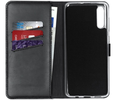 Selencia Echt Lederen Bookcase Samsung Galaxy A70 - Zwart