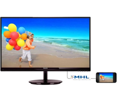 Philips E-line Philips 274E5QHAB Ultra Narrow Bezel 27/68.6cm MHL LCD monitor with SmartImage lite. Helderheid: 250 cd/mÂ², Beeldscherm: AH-IPS LCD, Contrastverhouding: 1000:1. Ingebouwde luidsprekers: 2 x 6 W. On Screen Display (OSD)-talen: Braziliaans P