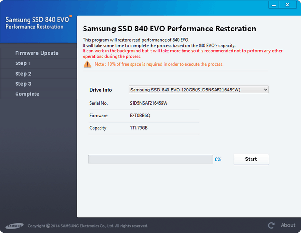 Samsung SSD 840 EVO Performance Restoration Software