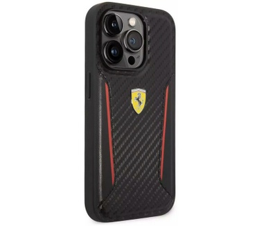 Ferrari Carbon Back Case - Apple iPhone 14 Pro Max (6.7") - Zwart Zwart