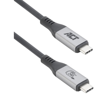 ACT USB4® 80Gbps Thunderbolt™5 cable 240W USB Type-C®, USB-IF certified, 1.5 meters Aluminium, Zwart
