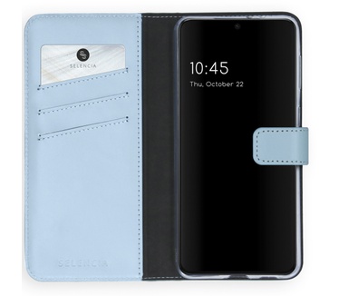 Selencia Echt Lederen Bookcase Samsung Galaxy S21 Plus - Lichtblauw