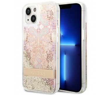 Guess Paisley Liquid Glitter Case - iPhone 14 Plus (6.7") - Goud Goud