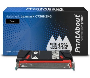 PrintAbout Huismerk Lexmark C736H2KG Toner Zwart Hoge capaciteit