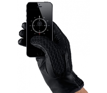 Mujjo Leather Crochet Touchscreen Gloves Male (size 8)