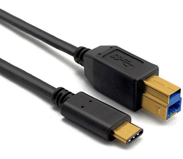 Allteq USB C naar USB B kabel, 2 meter Zwart