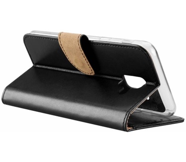 Luxe Lederen Bookcase hoesje voor de Samsung Galaxy A6 2018 - Zwart (Samsung Galaxy A6 2018) Zwart