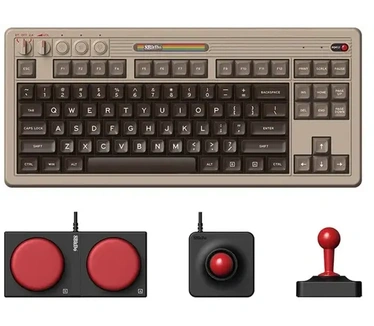 8Bitdo Retro Mechanical Keyboard, Bluetooth/2.4G/USB-C Hot Swappable Gaming Keyboard with 87 Keys, Dual Super Buttons and Super Stick for Windows and Android - C64 Edition - QWERTY English Keyboard
