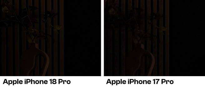 Vergelijking detailhoofdcamera iPhone 18 Pro en iPhone 17 Pro