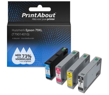 PrintAbout Huismerk Epson 79XL (T79014010) Inktcartridge 4-kleuren Voordeelbundel Hoge capaciteit