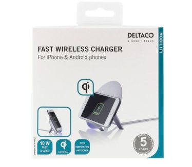 Deltaco QI-1026 Qi Draadloze Snellader Stand 10W White