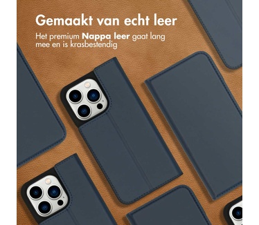 Accezz Premium Leather Slim Bookcase iPhone 14 Pro - Donkerblauw