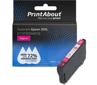 PrintAbout Huismerk Epson 35XL (C13T35934010) Inktcartridge Magenta Hoge capaciteit
