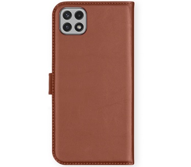 Selencia Echt Lederen Bookcase Samsung Galaxy A22 (5G) - Lichtbruin
