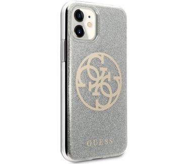 Guess Circle Glitter Hard Cover Apple iPhone 11 (6.1'') - Zilver  Zilver