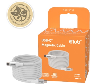 Club 3D CLUB 3D USB-C Magnetic-Coil kabel Wit