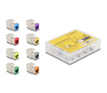 Delock Keystone Module RJ45 Jack naar LSA Cat 6a toolfree, 8 stuks keystone module