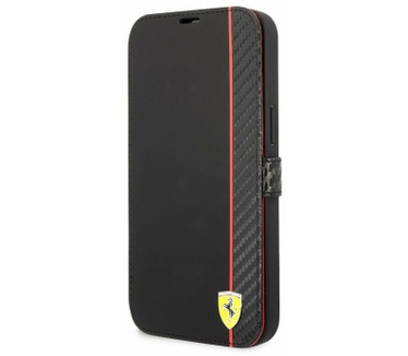 Ferrari Smooth Carbon Book Case - iPhone 14 Pro (6.1") - Zwart Zwart