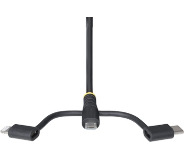 Startech.com 1m Robuuste USB Multi Oplaadkabel, USB naar Lightning/Micro-USB/Type-C, Apple MFi Gecertificeerd, Aramide Mantel, Universele 3-in-1 USB Laadkabel voor iPhone/iPad/Android