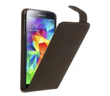 qMust Flip Case Premium Samsung Galaxy S5 (dark brown)