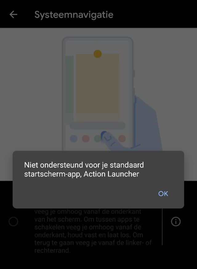 Android 10: launcher niet comptaibel met gebarenbesturing