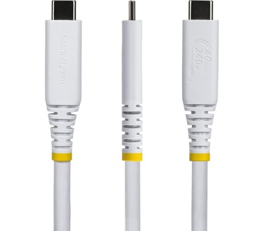 Startech.com 1m USB4 Kabel, 40Gbps, USB-IF Gecertificeerde USB-C Kabel, 240W PD, 8K 60Hz/4K 240Hz DP2.1 DP40, TPE Mantel, Thunderbolt 4 Compatibel, Wit