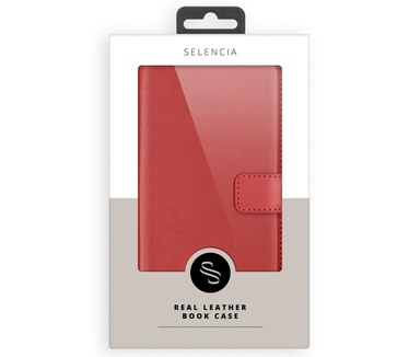 Selencia Echt Lederen Bookcase iPhone 14 Plus - Rood