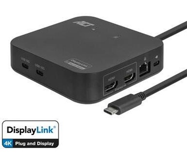 ACT AC7150 USB-C Docking station | DisplayLink | 2x 4K monitors | HDMI | 85W PD passthrough port | 2x USB-C 10Gbps | 4x USB-A 5Gbps | LAN | Audio | USB-A adapter