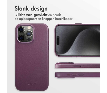 Accezz MagSafe Leather Backcover iPhone 15 Pro Max - Paars