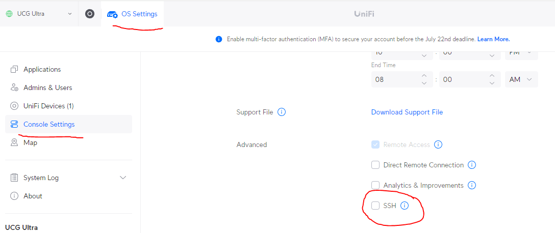 Ubiquiti Cloud Gateway Ultra - activeer SSH toegang