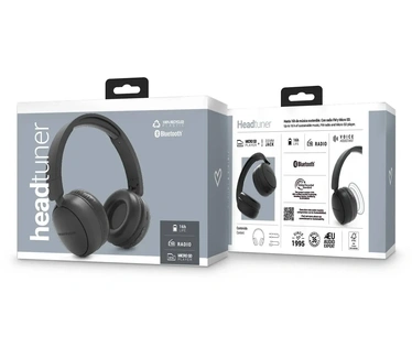 Energy Sistem HeadTuner Bluetooth-hoofdtelefoon met FM-radio, 100% gerecycled kunststof, MP3-speler en micro-SD-speler, Bluetooth-technologie, zwart