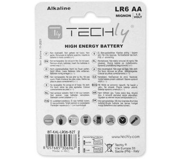 Techly Blister 2 Batteries High Power AA Alkaline LR06 1.5V Stilo IBT-KAL-LR06-B2T