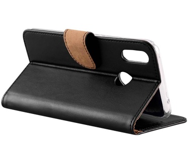 Luxe Lederen Bookcase hoesje voor de Huawei P Smart Plus - Zwart (Huawei P Smart Plus) Zwart