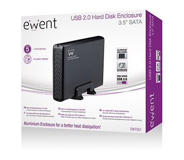 Ewent Ew7051 usb 2.0 enclosure 3.5" sata 1 stk (EW7051) Zwart