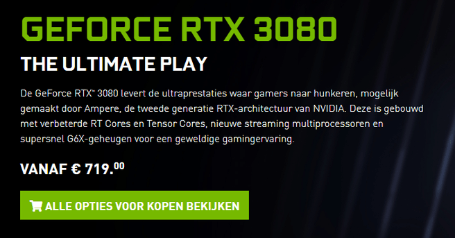 RTX 3080 adviesprijs