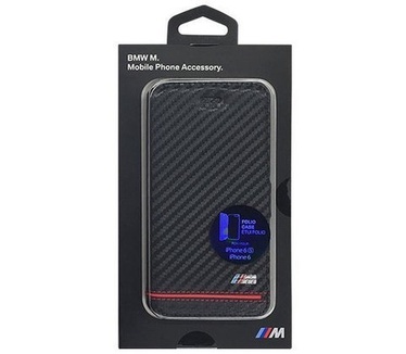 BMW Originele Sport Carbon Effect Folio Bookcase voor de iPhone 6 / 6S / 7 en 8 - Rood Zwart