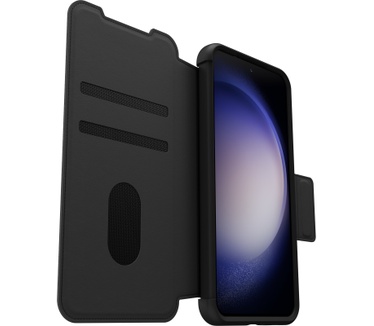 Otterbox OtterBox Strada-hoesje voor Galaxy S23, schokbestendig, valbestendig, lederen folio met kaarthouder, 3x getest volgens militaire standaard, Zwart
